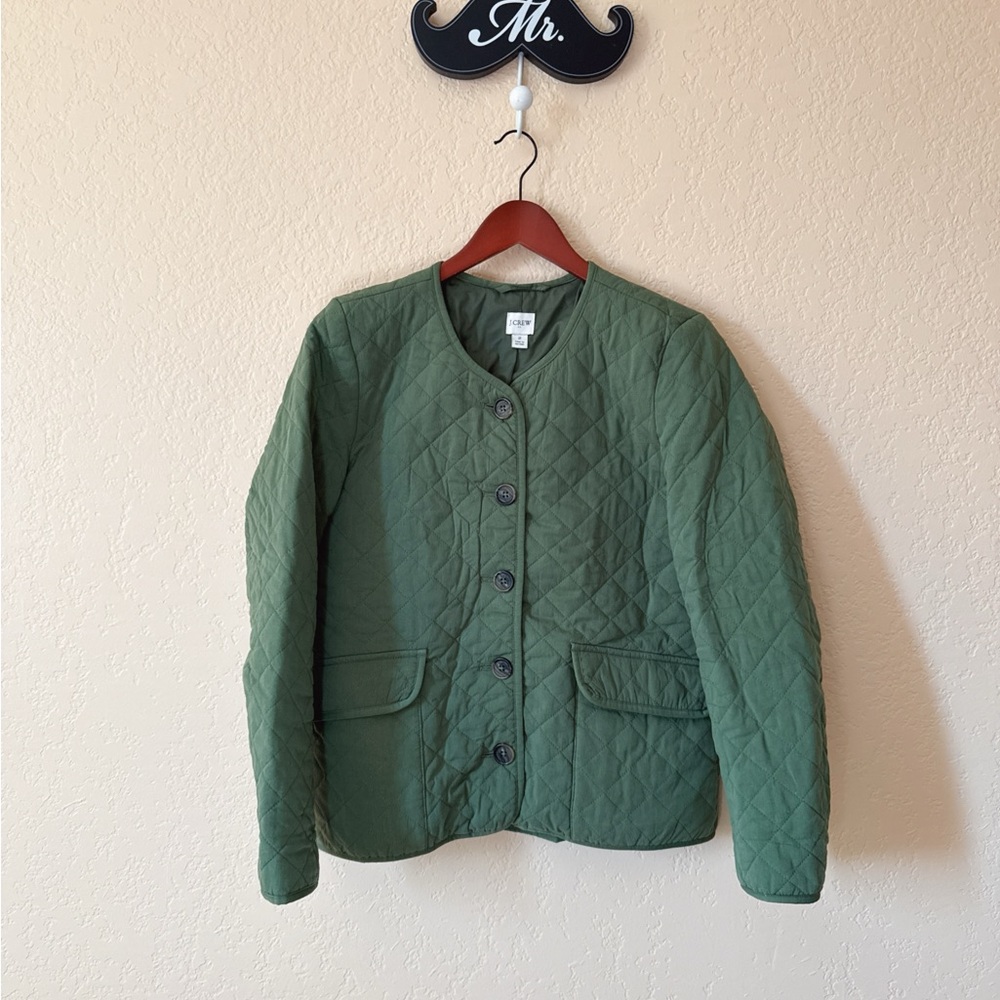 J. Crew Olive Quilted Utility Jacket